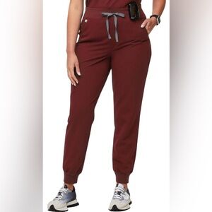 Figs High Waisted Zamora Joggers Scrub Pants Size XL Maroon Burgundy
